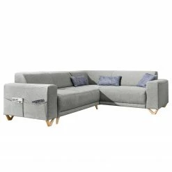 Norrwood Ecksofa Loiz I - Webstoff - Lichtgrau - Schlaffunktion davorstehend links