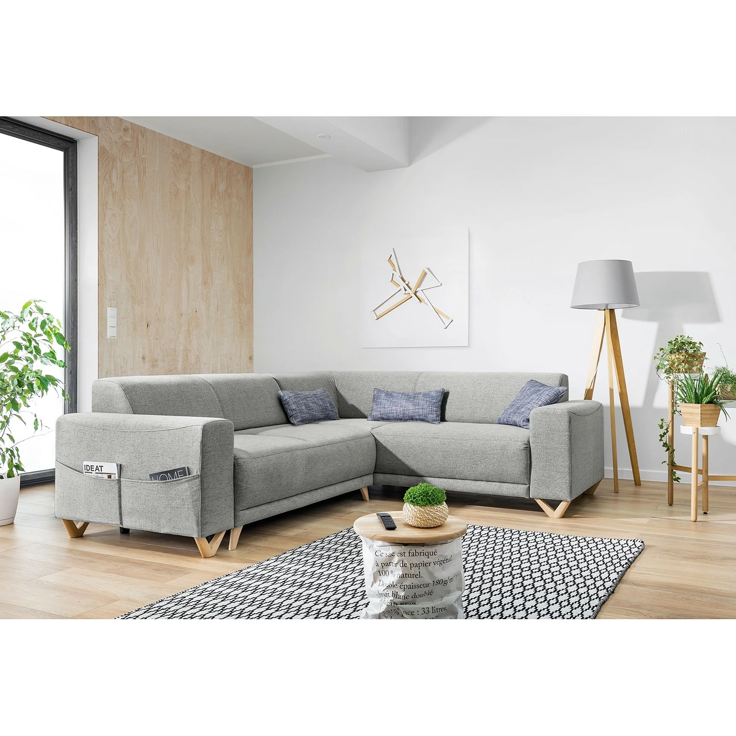 Norrwood Ecksofa Loiz I - Webstoff - Lichtgrau - Schlaffunktion davorstehend links 2 Norrwood Ecksofa Loiz I - Webstoff - Lichtgrau - Schlaffunktion davorstehend links – Bild 2
