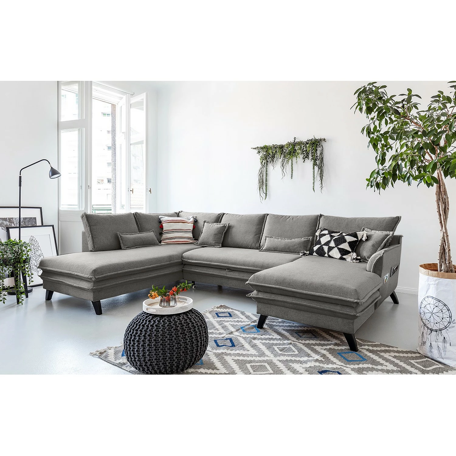 Norrwood Wohnlandschaft Mia Mia I - Webstoff - Grau - Longchair davorstehend rechts / Ottomane links 2 Norrwood Wohnlandschaft Mia Mia I - Webstoff - Grau - Longchair davorstehend rechts / Ottomane links – Bild 2