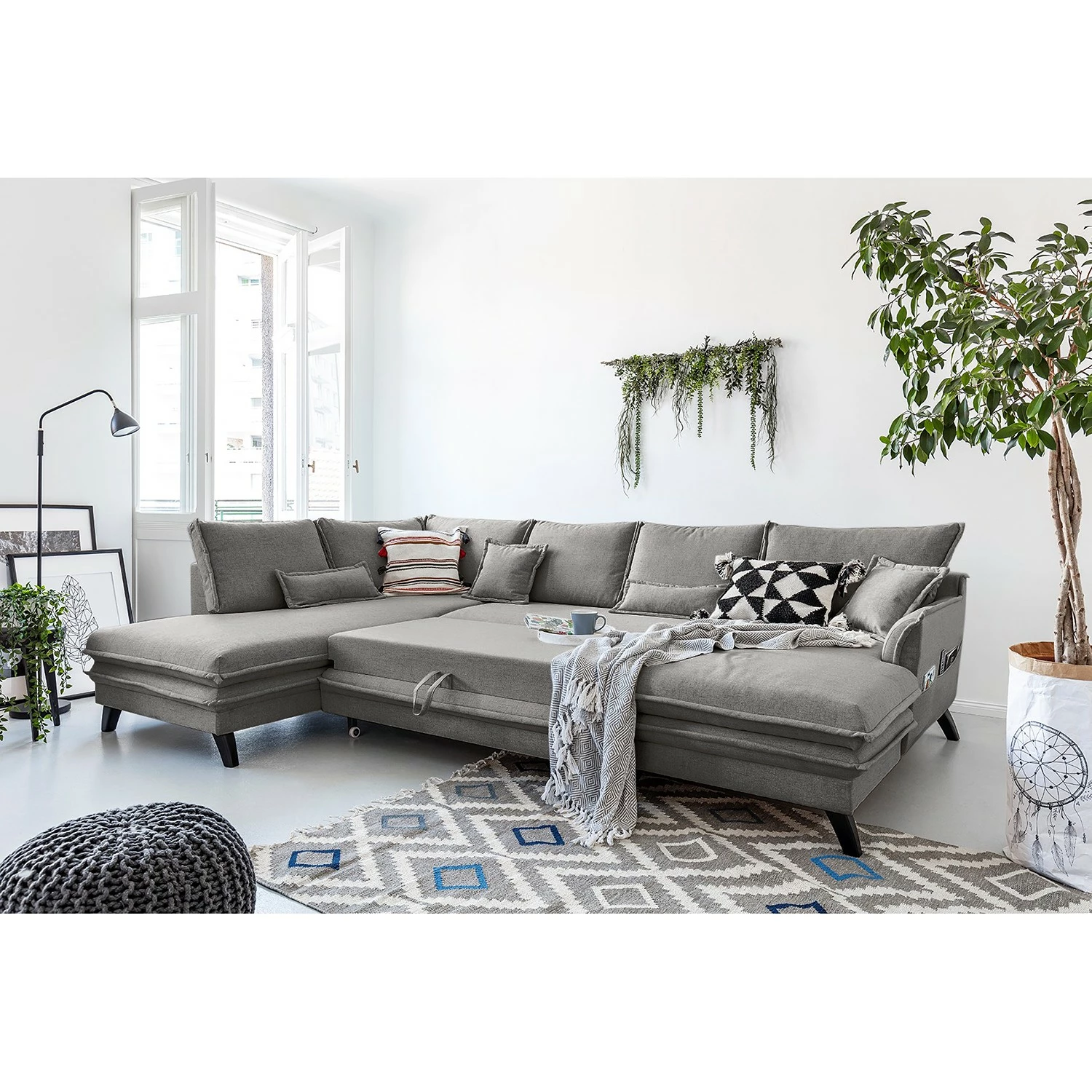 Norrwood Wohnlandschaft Mia Mia I - Webstoff - Grau - Longchair davorstehend rechts / Ottomane links 3 Norrwood Wohnlandschaft Mia Mia I - Webstoff - Grau - Longchair davorstehend rechts / Ottomane links – Bild 3