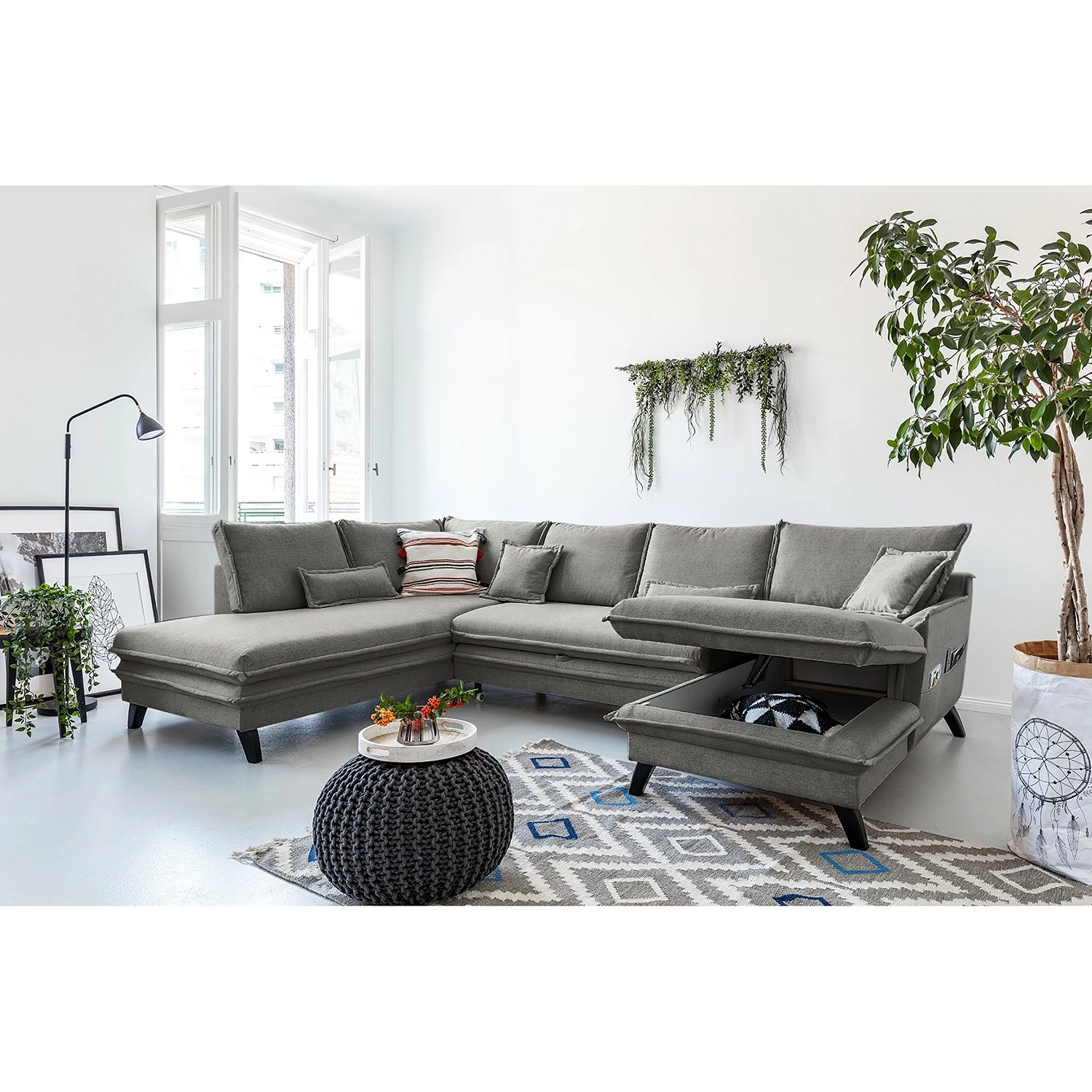 Norrwood Wohnlandschaft Mia Mia I - Webstoff - Grau - Longchair davorstehend rechts / Ottomane links 4 Norrwood Wohnlandschaft Mia Mia I - Webstoff - Grau - Longchair davorstehend rechts / Ottomane links – Bild 4