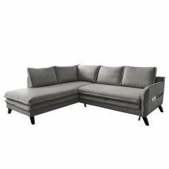 Norrwood Ecksofa Mia Mia I - Webstoff - Grau - Ottomane davorstehend links