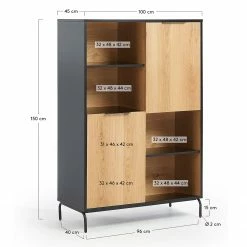 Norrwood Highboard Ceduna - Matt Schwarz / Eiche -Wohnzimmermöbel boutique en ligne 1000166593 190319 10113500075 GALLERYIMAGES P000000001000166593