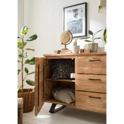 Ars Natura Sideboard Vardo - Akazie massiv / Metall - Akazie / Schwarz -Wohnzimmermöbel boutique en ligne 1000166791 191030 08503100006 MOOD DETAILS P000000001000166791 mood