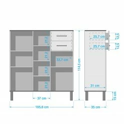 Schildmeyer Kommode Padua - Weiß / Eiche -Wohnzimmermöbel boutique en ligne 1000166816 191023 08592400059 SKETCH DETAILS P000000001000166816 sketch