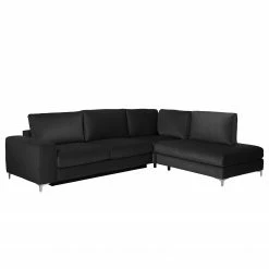 Jack & Alice Ecksofa Baitz I - Samt Krysia: Dunkelgrau - Ottomane davorstehend links