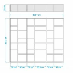 Loftscape Bücherregal Emporior IV - Cremeweiß - Breite: 260 cm -Wohnzimmermöbel boutique en ligne 1000167456 190507 15565300005 GALLERYIMAGES P000000001000167456