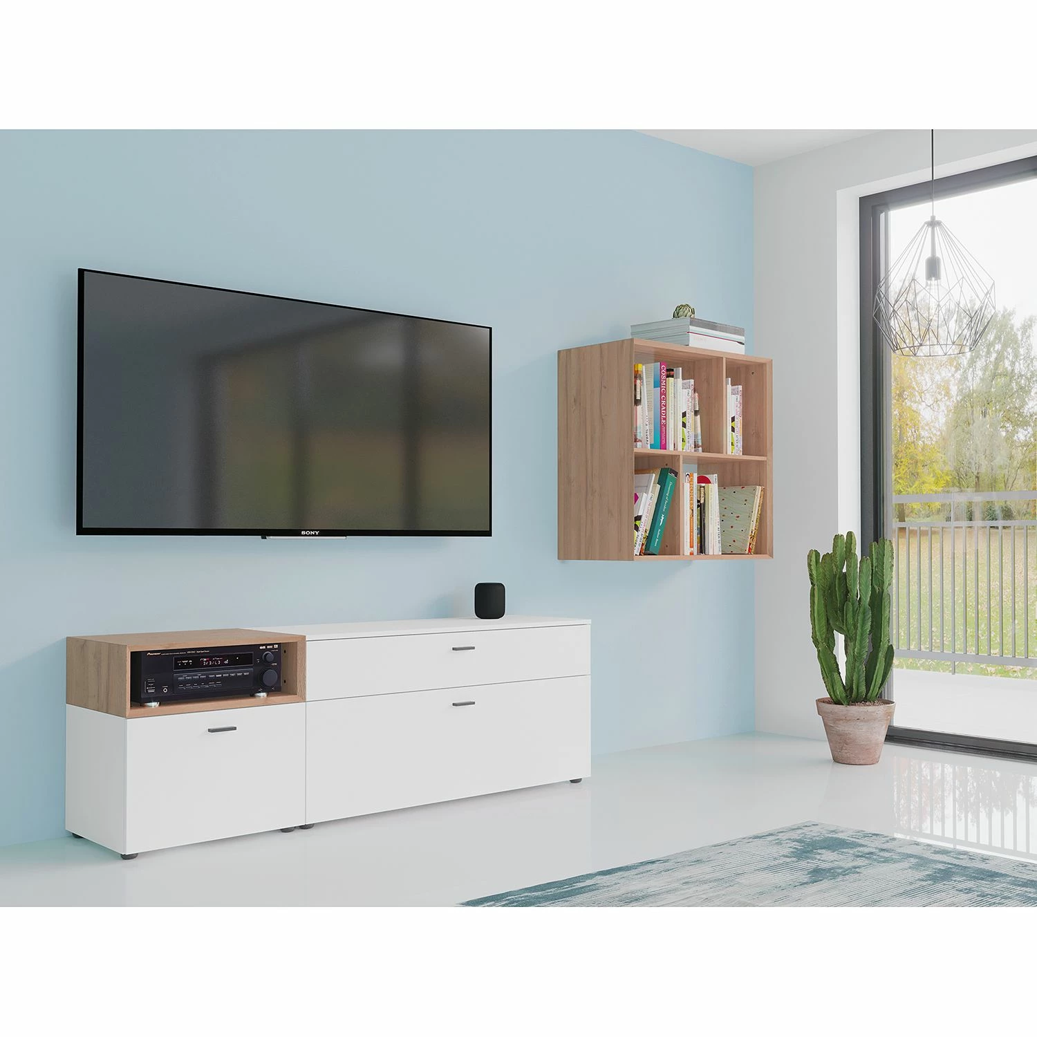 Germania Wohnwand Coruna I (2-teilig) - Weiß / Eiche Grandson Dekor 1 Germania Wohnwand Coruna I (2-teilig) - Weiß / Eiche Grandson Dekor