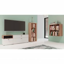 Germania Wohnwand Coruna IV (3-teilig) - Weiß / Eiche Grandson Dekor