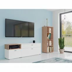 Germania Wohnwand Coruna II (2-teilig) - Weiß / Eiche Grandson Dekor