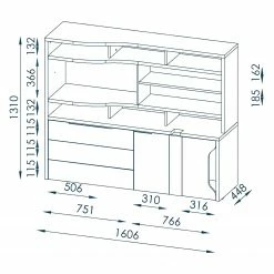 Maja Möbel Aktenregal eDJUST - Hochglanz Weiß / Eiche Sonoma Dekor - Schublade rechts -Wohnzimmermöbel boutique en ligne 1000170555 190423 11482600160 GALLERYIMAGES P000000001000170555