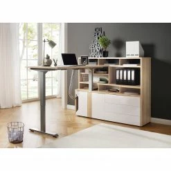 Maja Möbel Aktenregal eDJUST - Hochglanz Weiß / Eiche Sonoma Dekor - Schublade rechts -Wohnzimmermöbel boutique en ligne 1000170555 190513 15362600020 MOOD GALLERYIMAGES P000000001000170555 mood