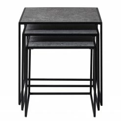 Fredriks Beistelltisch Vines (3er-Set) - Metall - Beton Dekor / Schwarz -Wohnzimmermöbel boutique en ligne 1000170580 200313 06455400042 DETAILS P000000001000170580