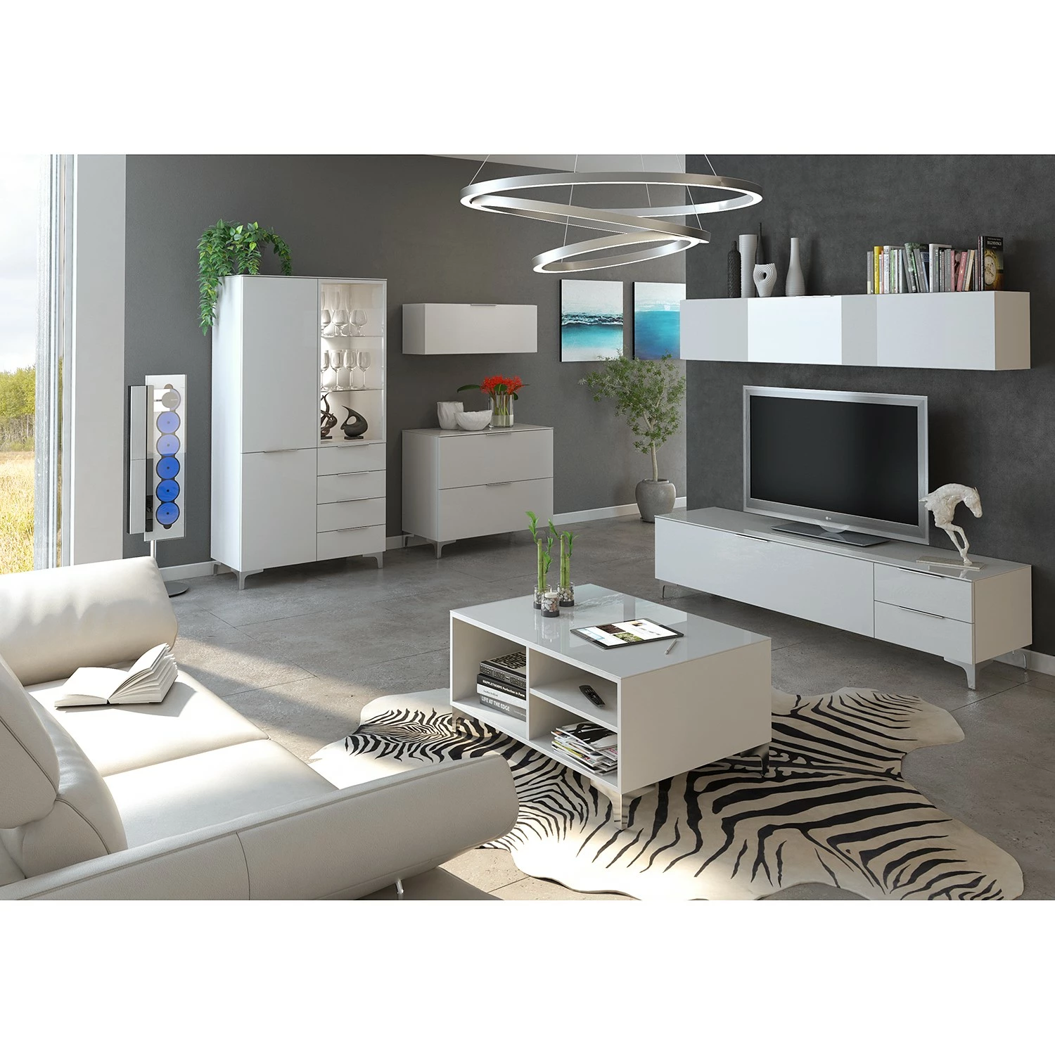 Maja Möbel Hängeschrank Shino I - Glas Weiß / Weiß - Breite: 180 cm 3 Maja Möbel Hängeschrank Shino I - Glas Weiß / Weiß - Breite: 180 cm – Bild 3