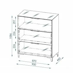 Maja Möbel Kommode Shino I - Glas Weiß / Eiche Riviera Dekor - Höhe: 109 cm -Wohnzimmermöbel boutique en ligne 1000170606 190418 12393300057 GALLERYIMAGES P000000001000170606