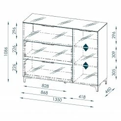 Maja Möbel Kommode Shino II - Glas Weiß / Eiche Riviera Dekor -Wohnzimmermöbel boutique en ligne 1000170609 190418 12393400071 GALLERYIMAGES P000000001000170609