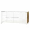Maja Möbel Sideboard Shino III - Glas Weiß / Eiche Riviera Dekor