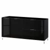 Maja Möbel Sideboard Shino II - Glas Schwarz / Schwarz