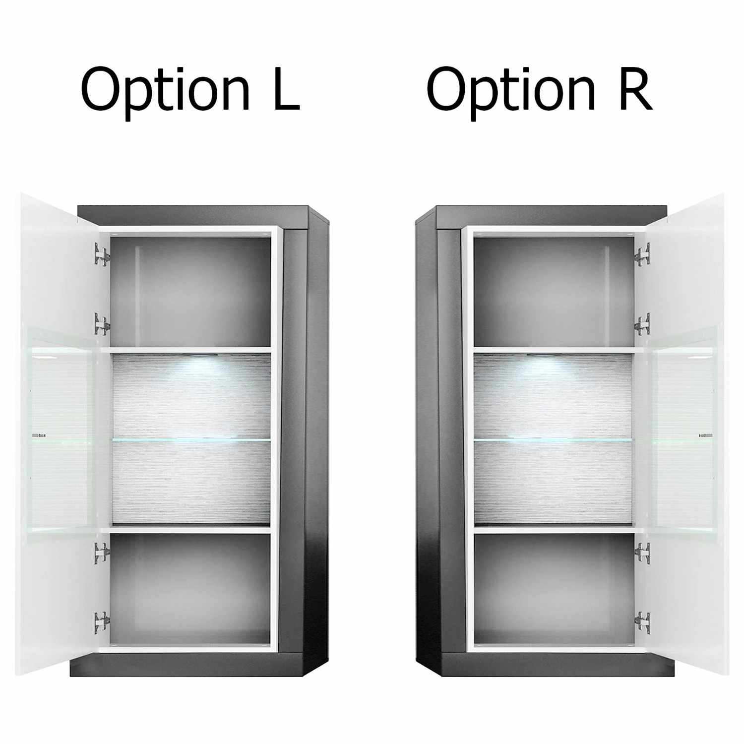 Loftscape Hängevitrine Curlewis - Hochglanz Weiß / Anthrazit 5 Loftscape Hängevitrine Curlewis - Hochglanz Weiß / Anthrazit – Bild 5