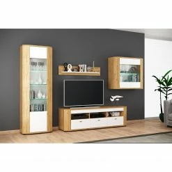 Loftscape Wohnwand Machado (4-teilig) - Hochglanz Weiß / Eiche Grandson Dekor -Wohnzimmermöbel boutique en ligne 1000171330 190502 10102100001 MOOD GALLERYIMAGES P000000001000171330 mood