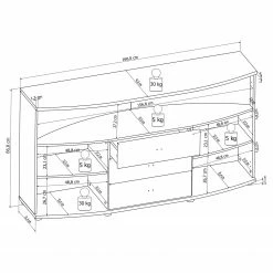 Loftscape Sideboard Mury - Hochglanz Weiß / Anthrazit -Wohnzimmermöbel boutique en ligne 1000171334 190424 07575900111 GALLERYIMAGES P000000001000171334