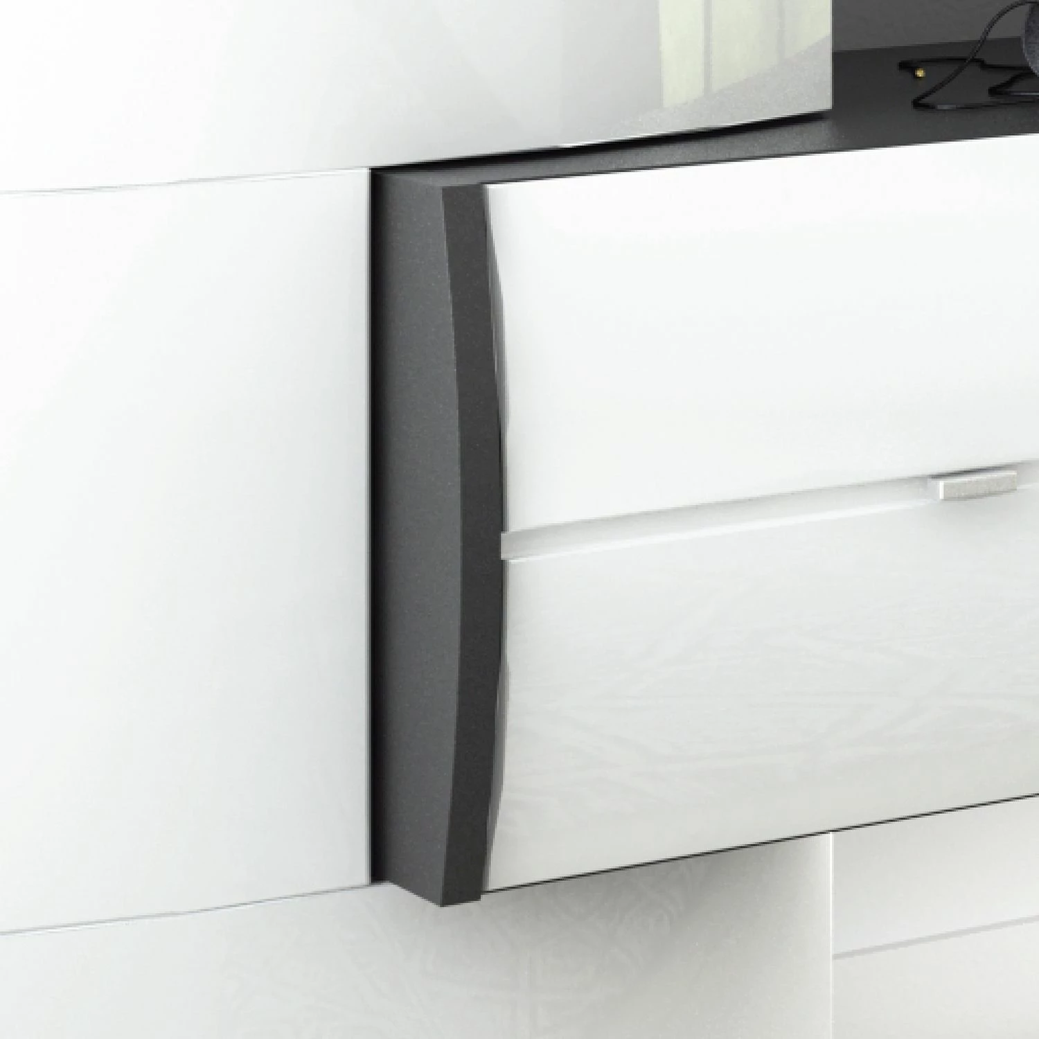 Loftscape Wohnwand Mury (4-teilig) - Hochglanz Weiß / Anthrazit 8 Loftscape Wohnwand Mury (4-teilig) - Hochglanz Weiß / Anthrazit – Bild 8