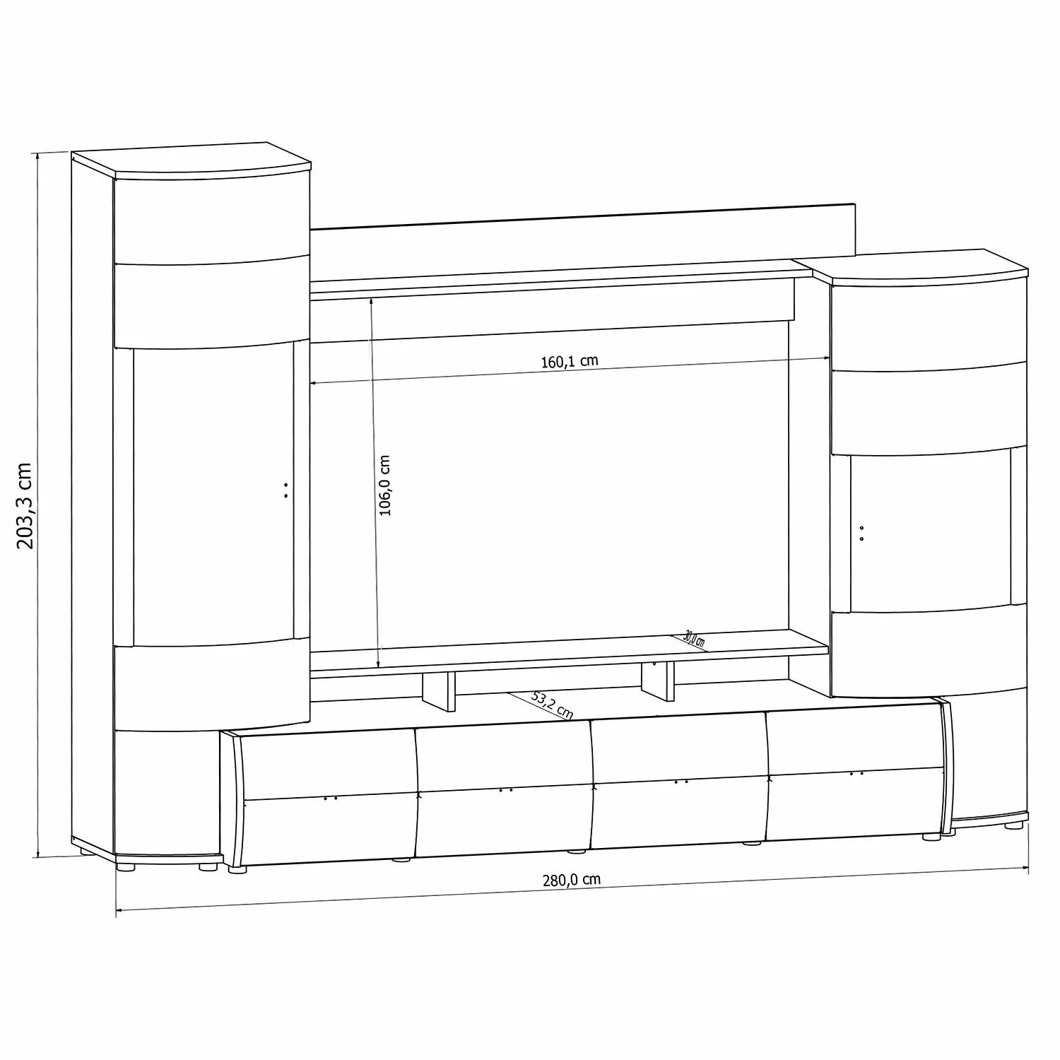 Loftscape Wohnwand Mury (4-teilig) - Hochglanz Weiß / Anthrazit 13 Loftscape Wohnwand Mury (4-teilig) - Hochglanz Weiß / Anthrazit – Bild 13