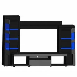 Loftscape Wohnwand Moitin (4-teilig) - Hochglanz Schwarz / Schwarz -Wohnzimmermöbel boutique en ligne 1000171354 190424 07580400276 GALLERYIMAGES P000000001000171354