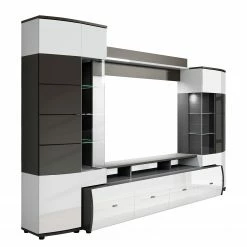 Loftscape Wohnwand Intento (4-teilig) - Hochglanz Weiß / Anthrazit -Wohnzimmermöbel boutique en ligne 1000171358 190424 07580500304 GALLERYIMAGES P000000001000171358