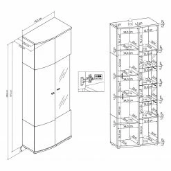 Loftscape Wohnkombination Jaguare (4-teilig) - Hochglanz Weiß / Eiche Ribbeck Dekor -Wohnzimmermöbel boutique en ligne 1000171359 200528 06455100019 SKETCH DETAILS P000000001000171359 sketch