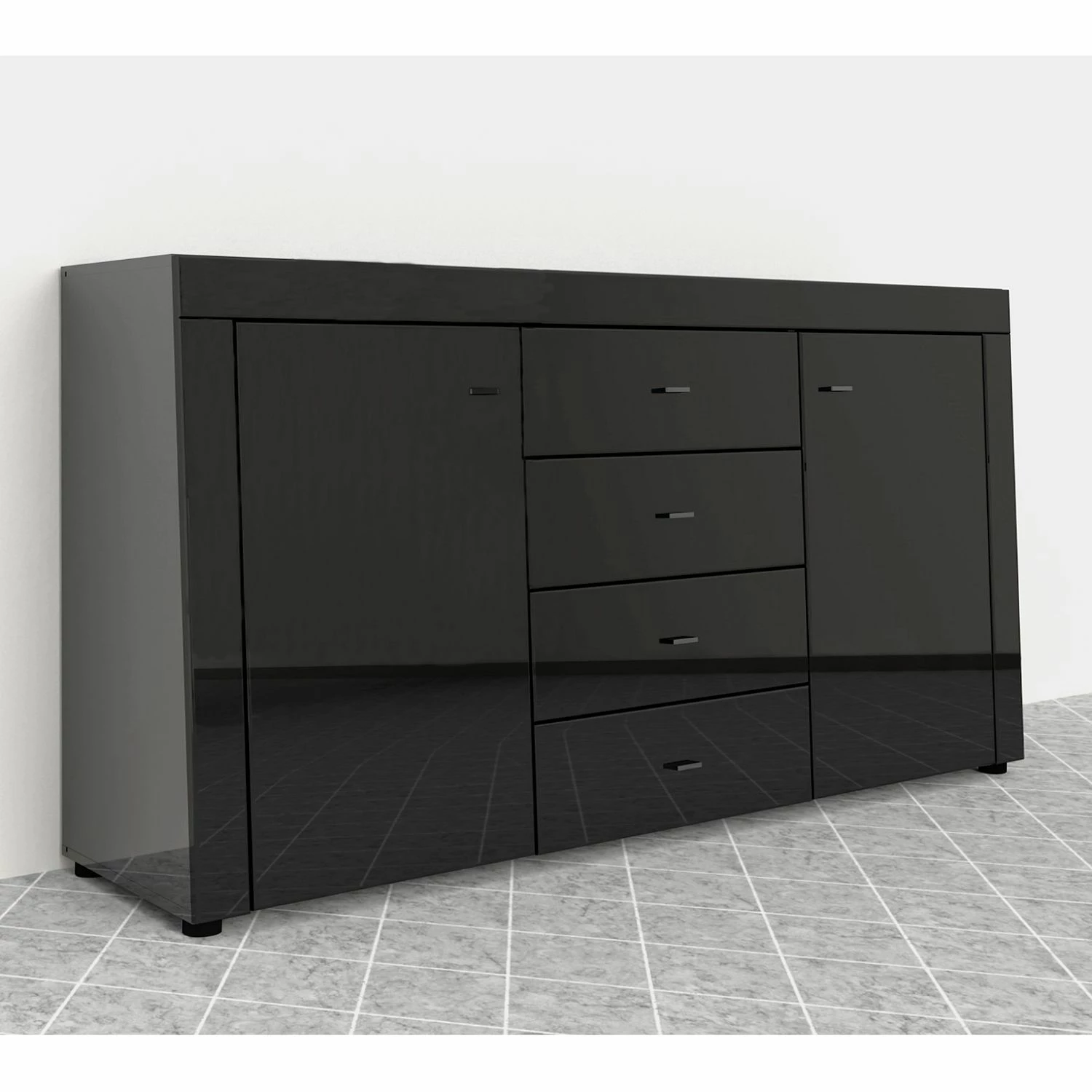 Loftscape Sideboard Moitin - Hochglanz Schwarz / Schwarz 2 Loftscape Sideboard Moitin - Hochglanz Schwarz / Schwarz – Bild 2
