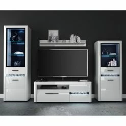 Loftscape Wohnwand Charnocks I (4-teilig) - Hochglanz Weiß / Schwarz