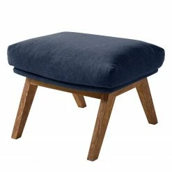 Studio Copenhagen Polsterhocker Garbo VII - Webstoff Milan: Dunkelblau - Eiche Dunkel