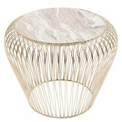 Kare Design Beistelltisch Beam III - Marmor / Stahl - Marmor Grau - Gold