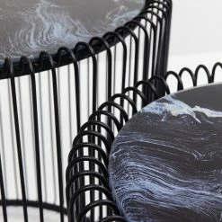Kare Design Beistelltisch Wire (2-teilig) - Glas / Stahl - Schwarz -Wohnzimmermöbel boutique en ligne 1000172882 190429 08143900476 GALLERYIMAGES P000000001000172882