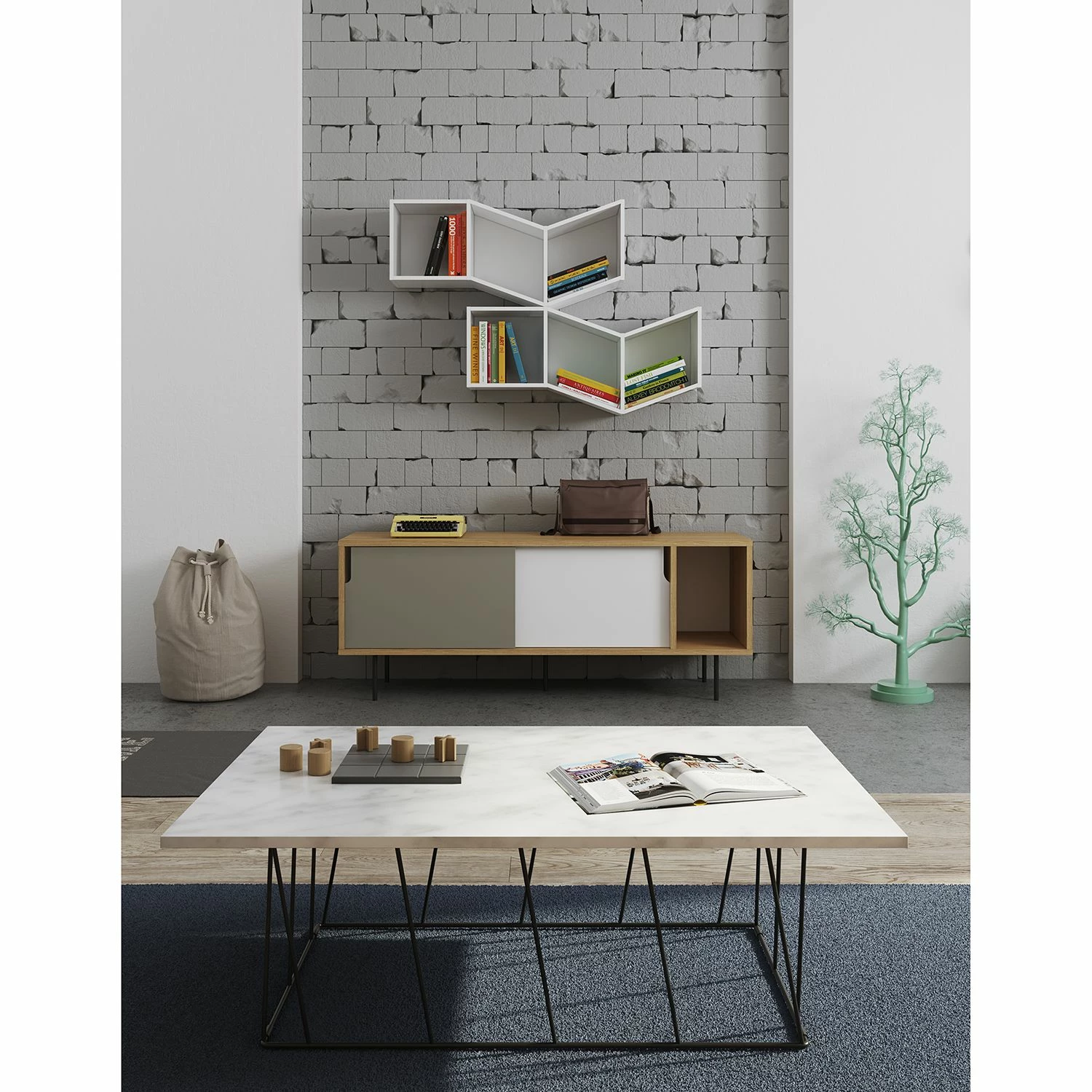 Temahome Sideboard Noa II - Weiß / Steingrau - Eiche 2 Temahome Sideboard Noa II - Weiß / Steingrau - Eiche – Bild 2