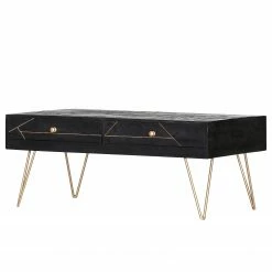 Jack & Alice Couchtisch Towa - Akazie massiv / Metall - Schwarz / Gold