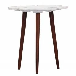 Jack & Alice Beistelltisch Rebu - Marmor / Akazie massiv - Marmor Weiß / Braun