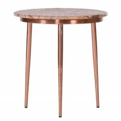 Jack & Alice Beistelltisch Miya - Marmor / Metall - Marmor Braun / Kupfer