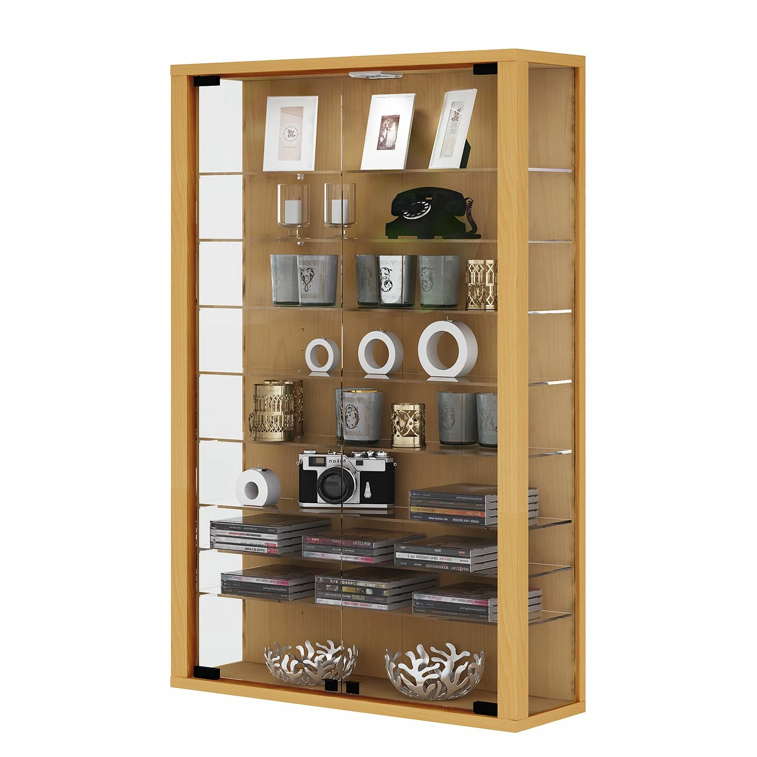 VCM Vitrinenschrank Vitrosa II - Buche Dekor 1 VCM Vitrinenschrank Vitrosa II - Buche Dekor