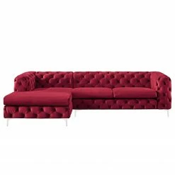 Jack & Alice Ecksofa Leominster - Samt - Bordeaux - Ottomane davorstehend links -Wohnzimmermöbel boutique en ligne 1000176174 190607 15400300018 GALLERYIMAGES P000000001000176174