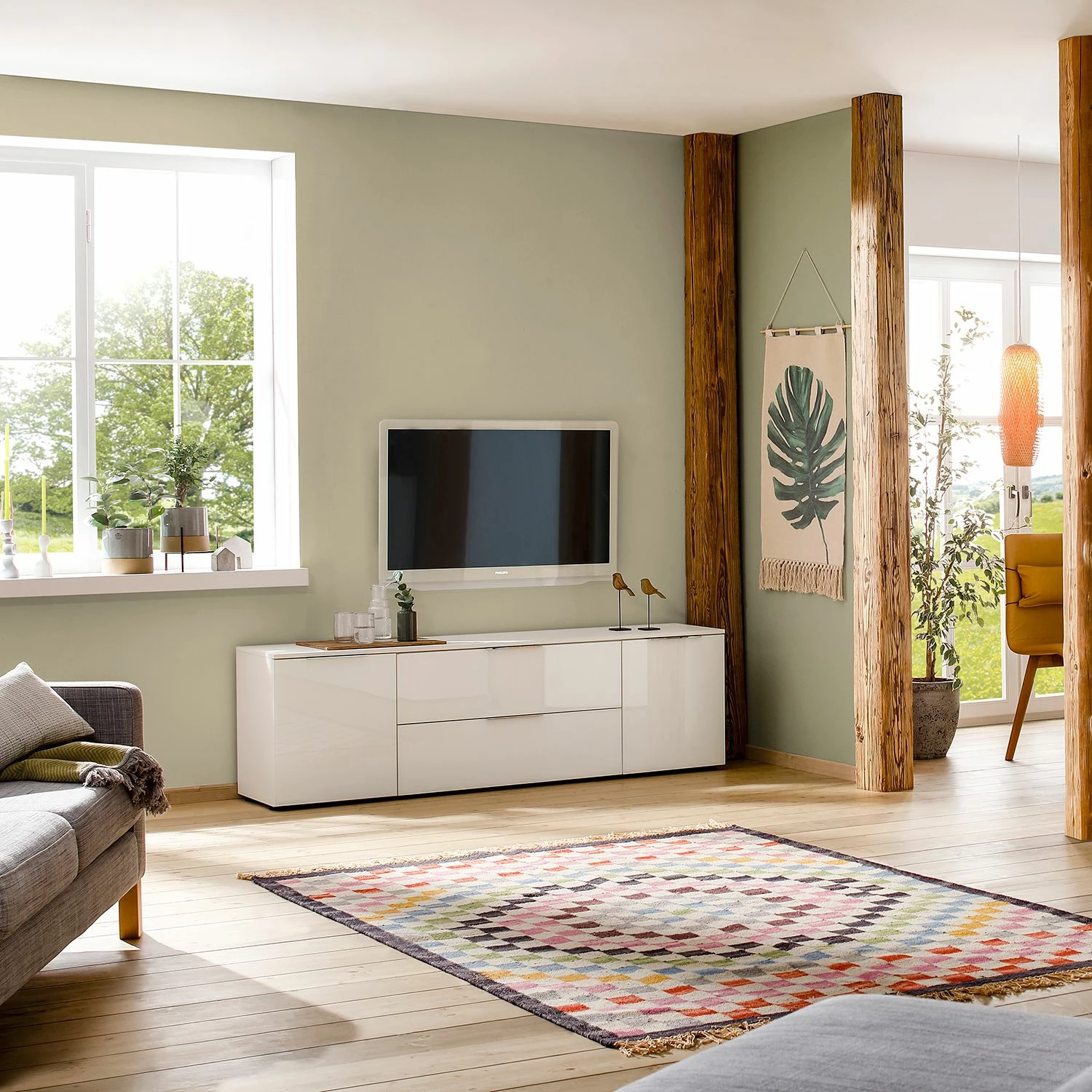 Maja Möbel TV-Lowboard Trend - Glas - Weiß 3 Maja Möbel TV-Lowboard Trend - Glas - Weiß – Bild 3