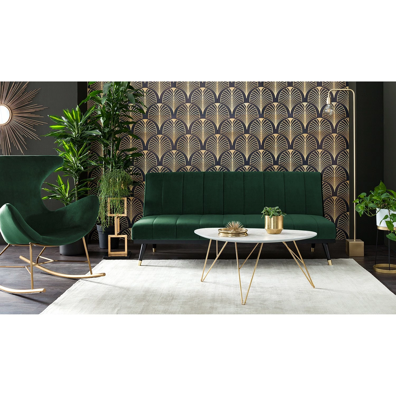 Jack & Alice Schlafsofa Lemming - Samt - Dunkelgrün 3 Jack & Alice Schlafsofa Lemming - Samt - Dunkelgrün – Bild 3