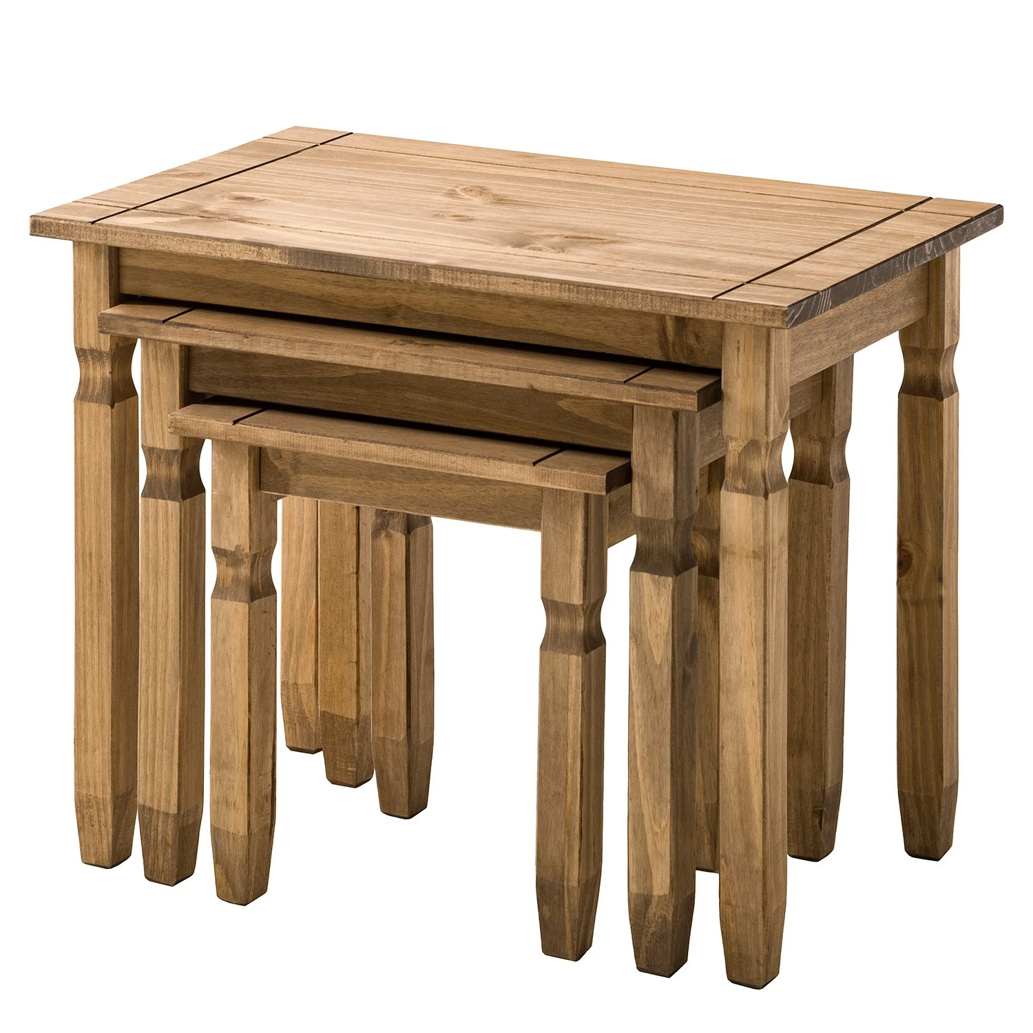 Maison Belfort Beistelltisch Finca Rustica (3er-Set) - Kiefer massiv - Kiefer Natur 5 Maison Belfort Beistelltisch Finca Rustica (3er-Set) - Kiefer massiv - Kiefer Natur – Bild 5