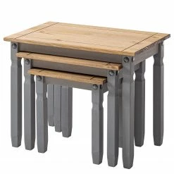 Maison Belfort Beistelltisch Finca Rustica (3er-Set) - Kiefer massiv - Kiefer Grau -Wohnzimmermöbel boutique en ligne 1000178043 200422 06410100014 DETAILS P000000001000178043