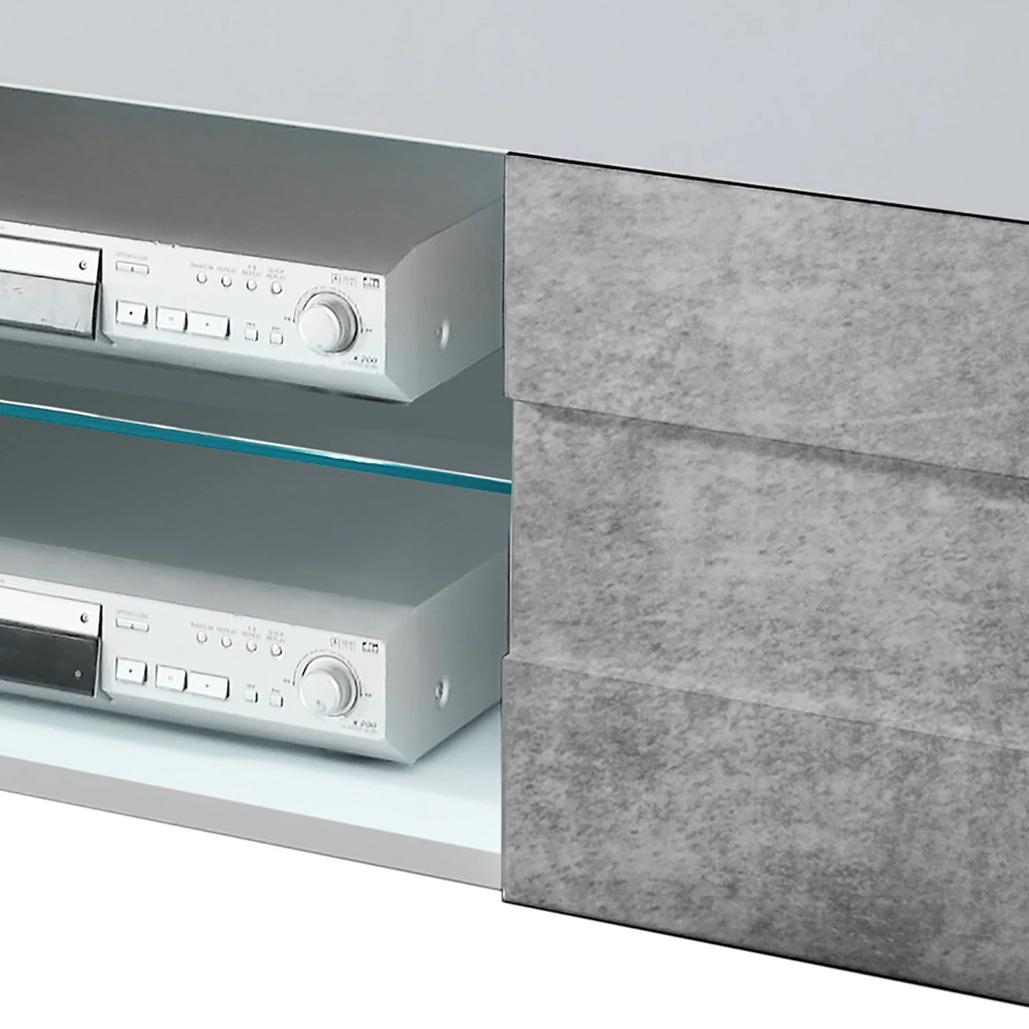 LC Spa TV-Lowboard Easy - Hochglanz Weiß / Beton Dekor - Breite: 138 cm 7 LC Spa TV-Lowboard Easy - Hochglanz Weiß / Beton Dekor - Breite: 138 cm – Bild 7