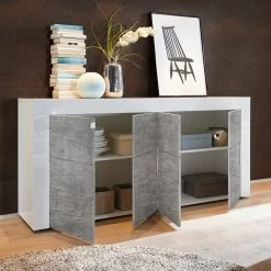 LC Spa Sideboard Easy III - Hochglanz Weiß / Beton Dekor -Wohnzimmermöbel boutique en ligne 1000178268 201029 08541800593 MOOD DETAILS P000000001000178268 mood