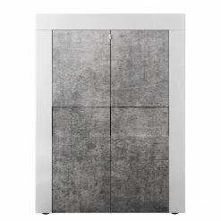 LC Spa Highboard Easy - Hochglanz Weiß / Beton Dekor