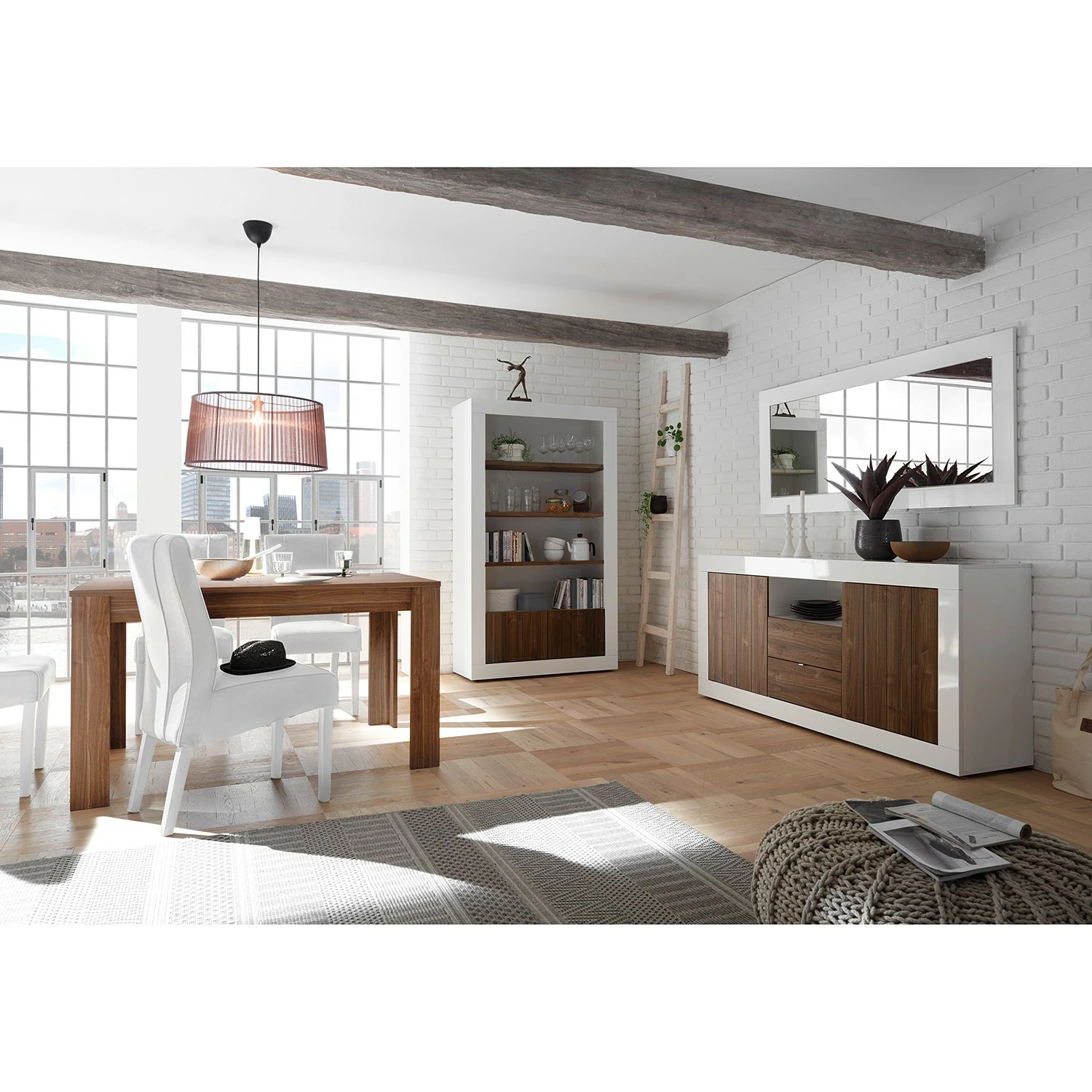 LC Spa Sideboard Urbino I - Nussbaum Dekor / Weiß 5 LC Spa Sideboard Urbino I - Nussbaum Dekor / Weiß – Bild 5