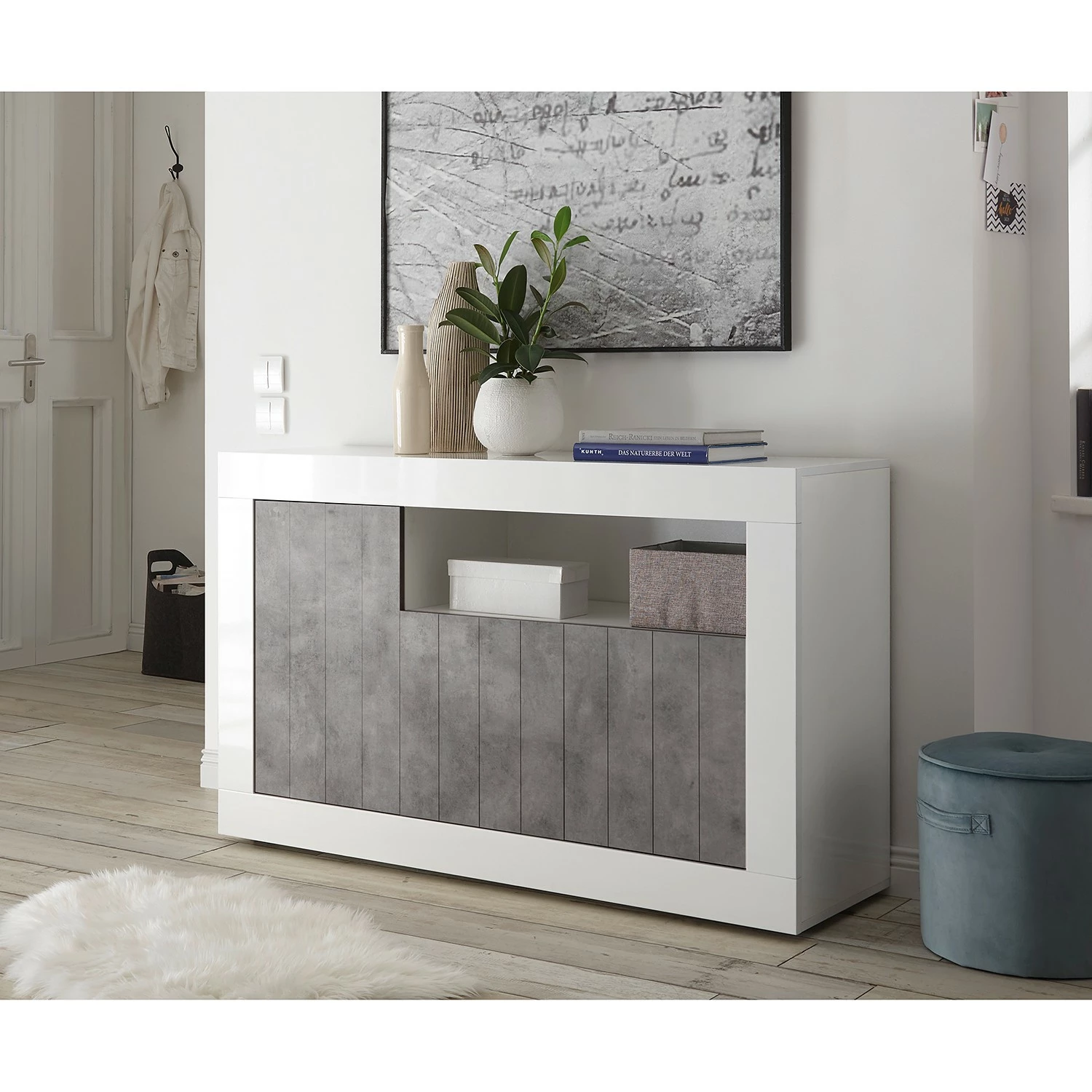 LC Spa Sideboard Urbino II - Beton Dekor / Weiß 2 LC Spa Sideboard Urbino II - Beton Dekor / Weiß – Bild 2